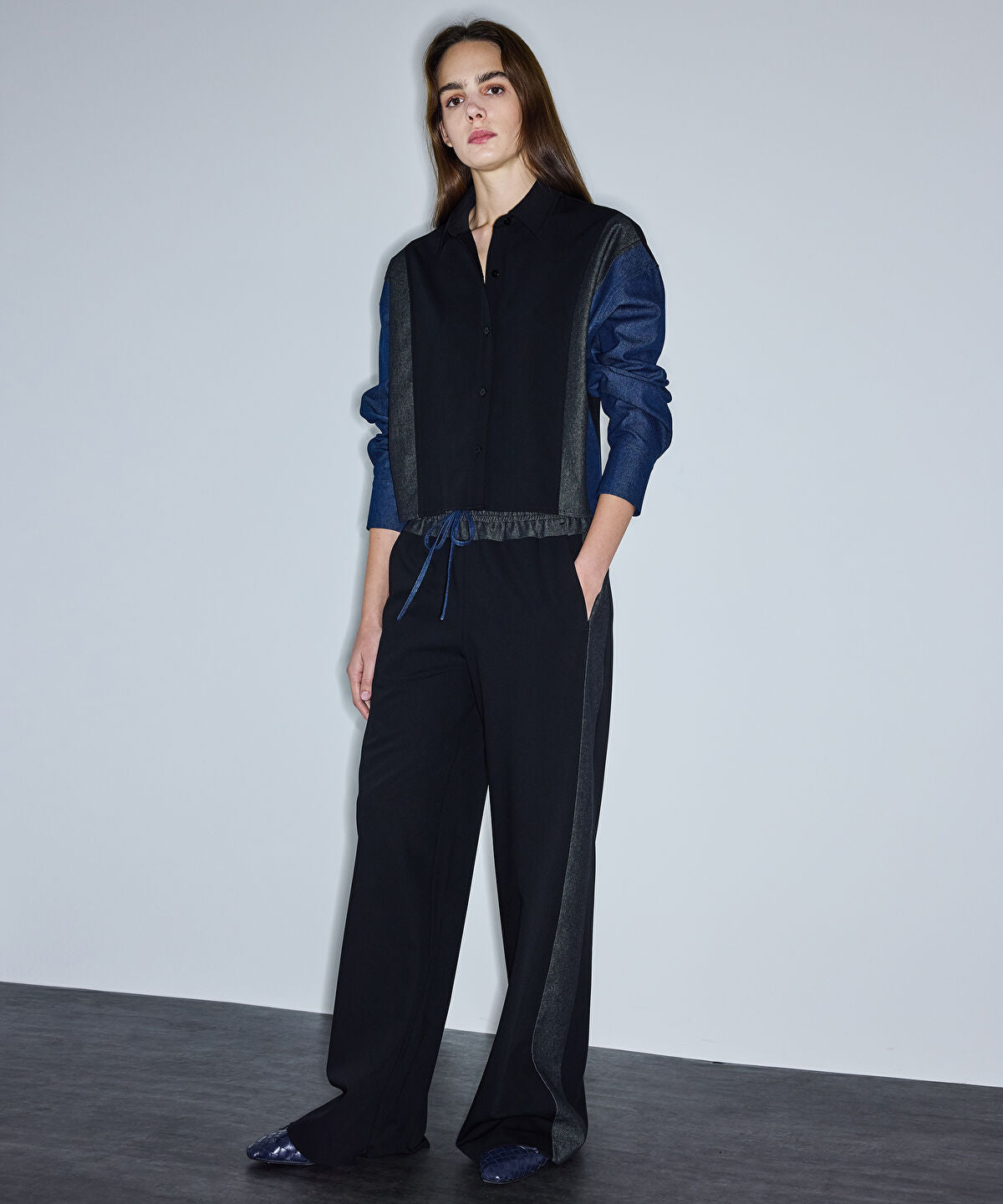 Contrast Waist Color-Block Trousers