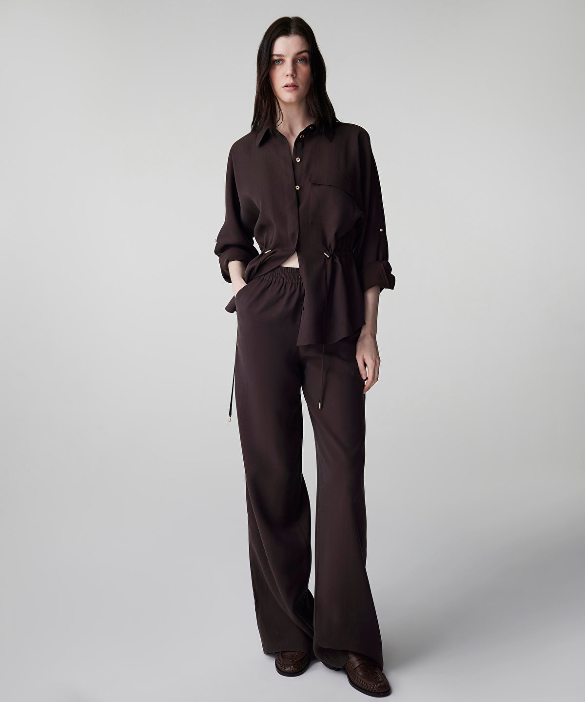 Elastic Waist Wide Leg Trousers