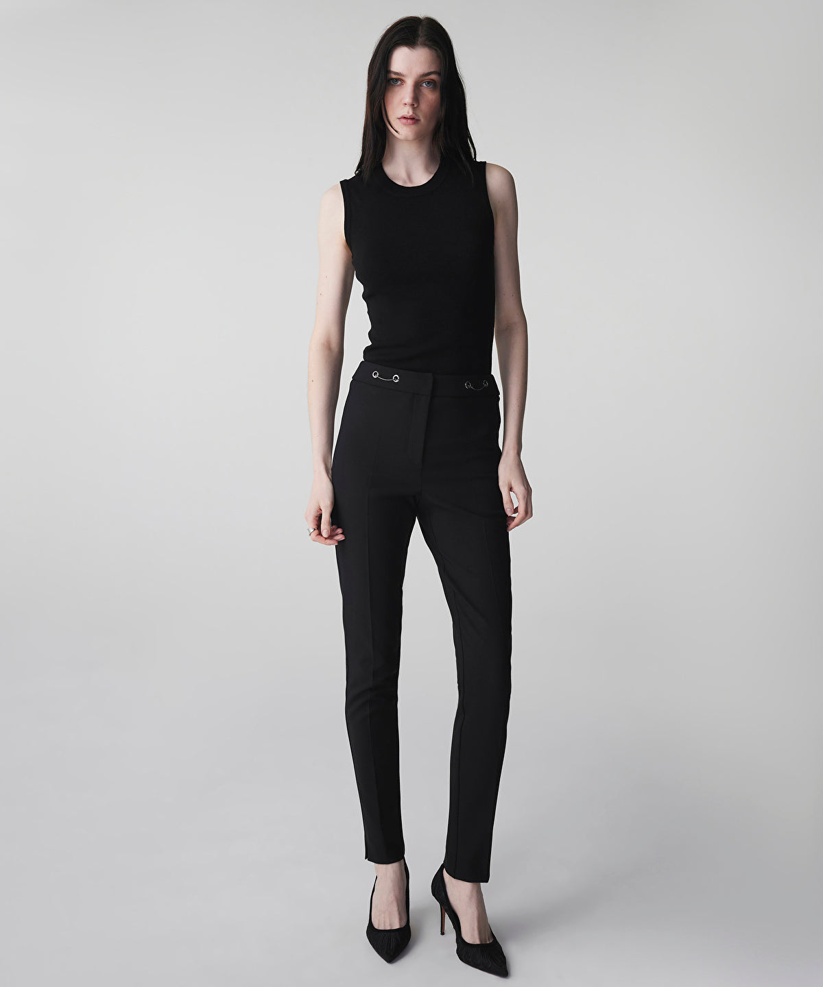 Skinny Trousers with Metal Accents