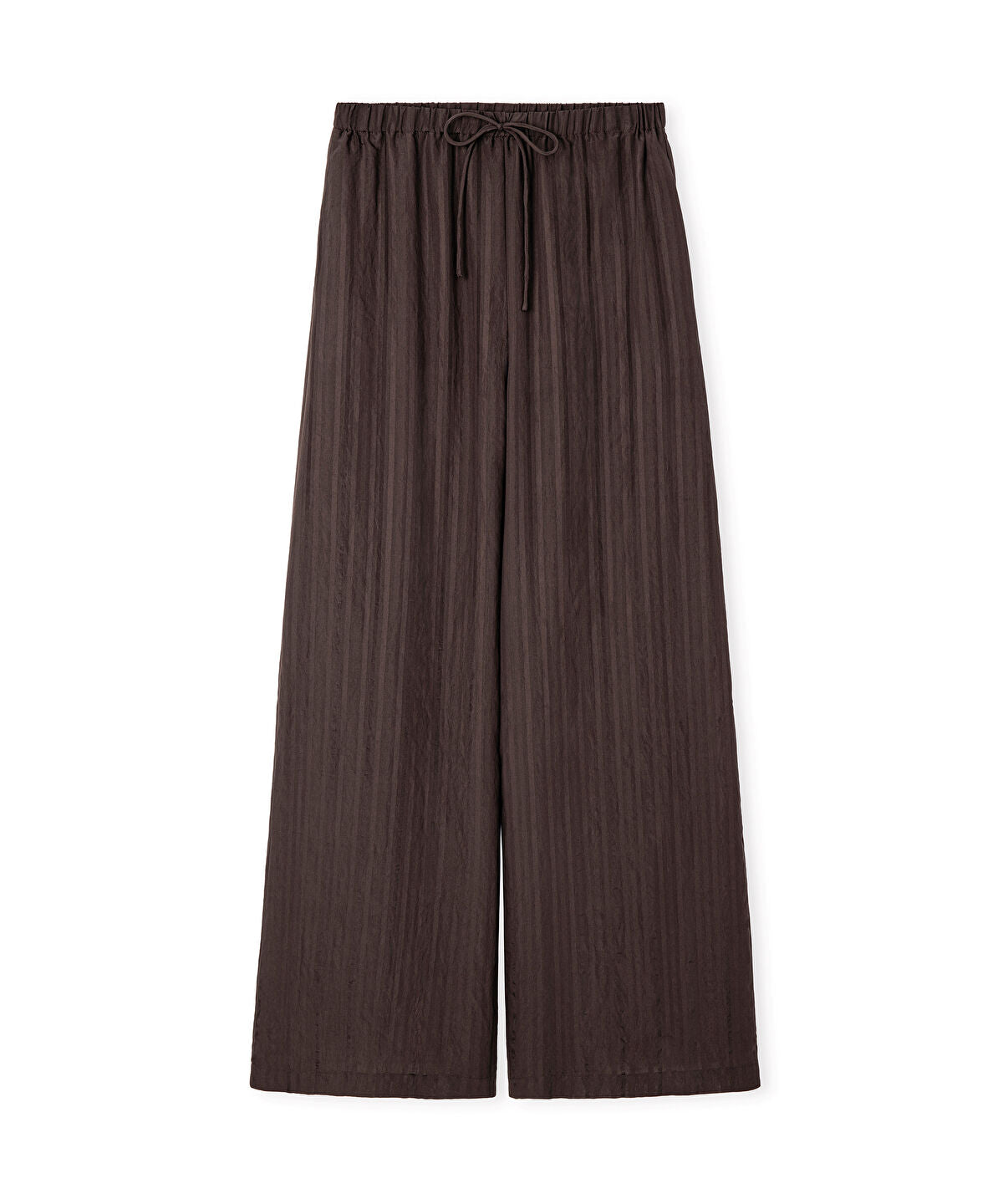 Self-Stripe Wide-Leg Trousers