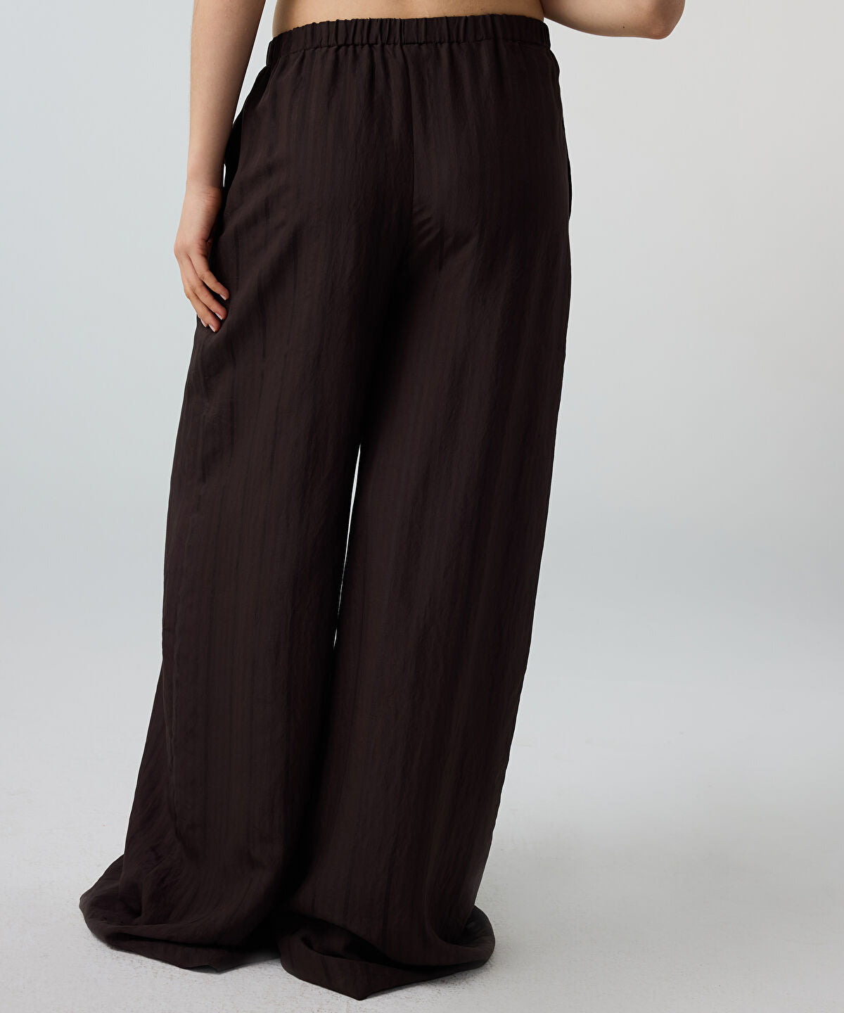 Self-Stripe Wide-Leg Trousers