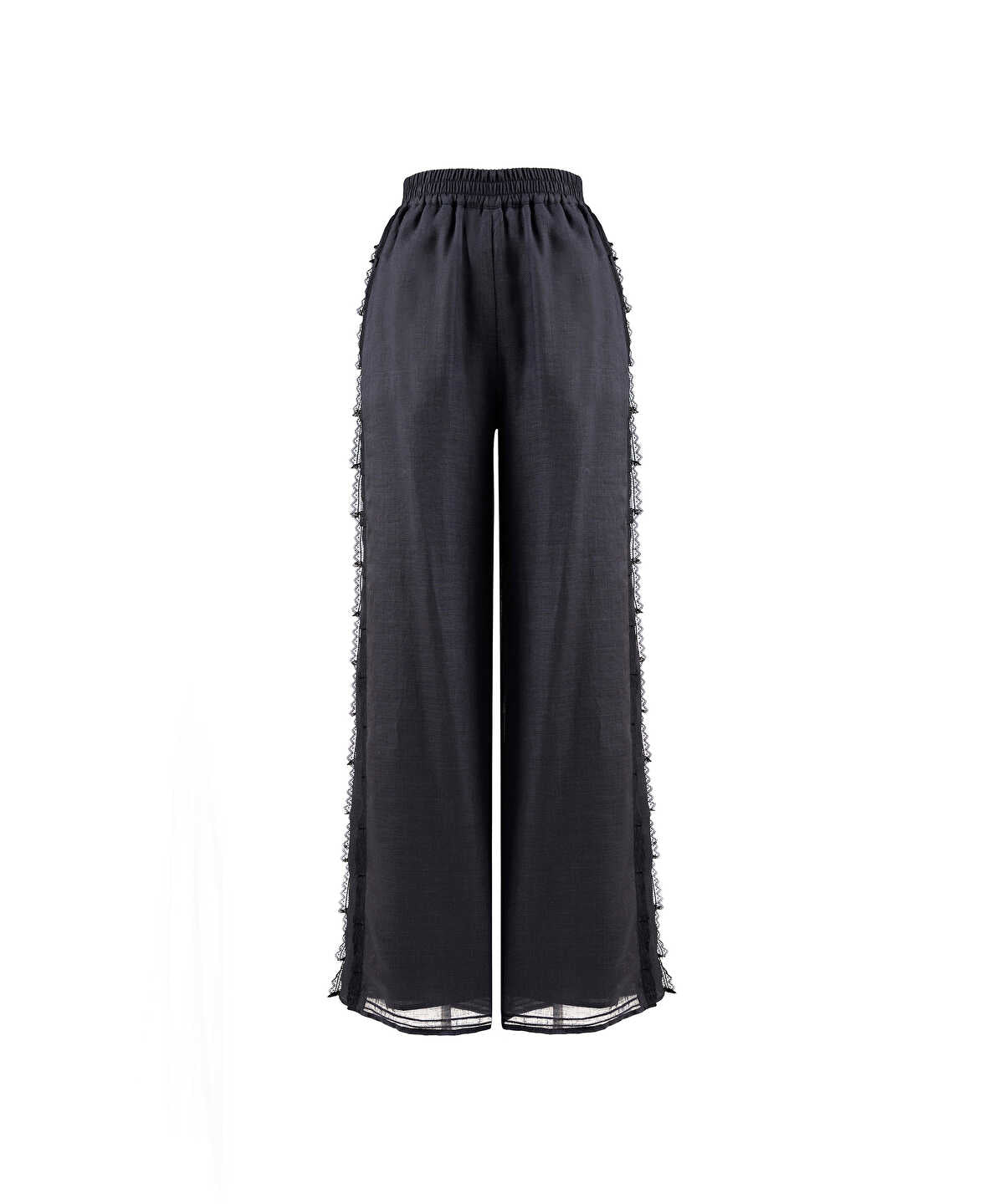 Lace-Trim Wide-Leg Trousers