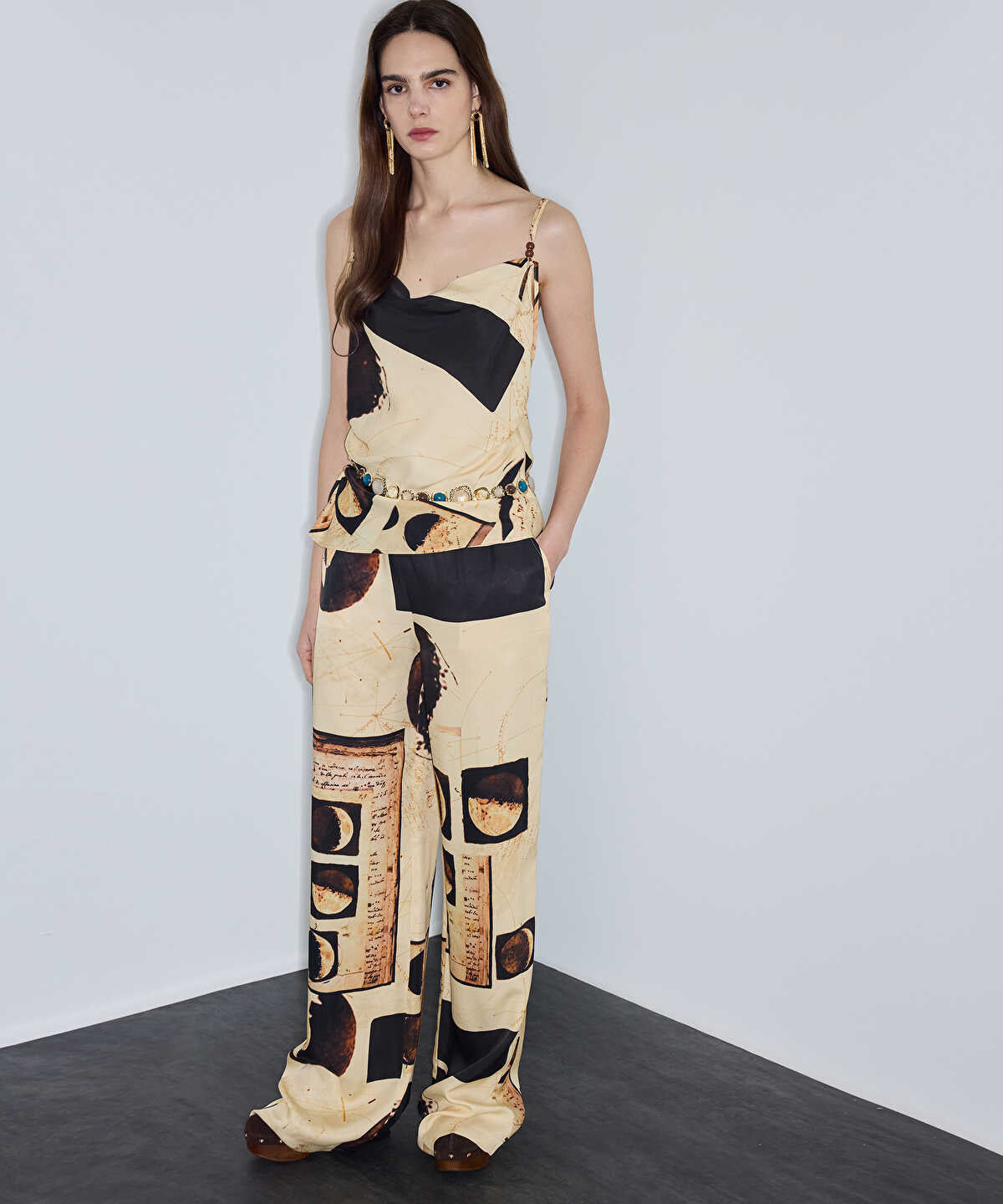 Printed Wide-Leg Trousers