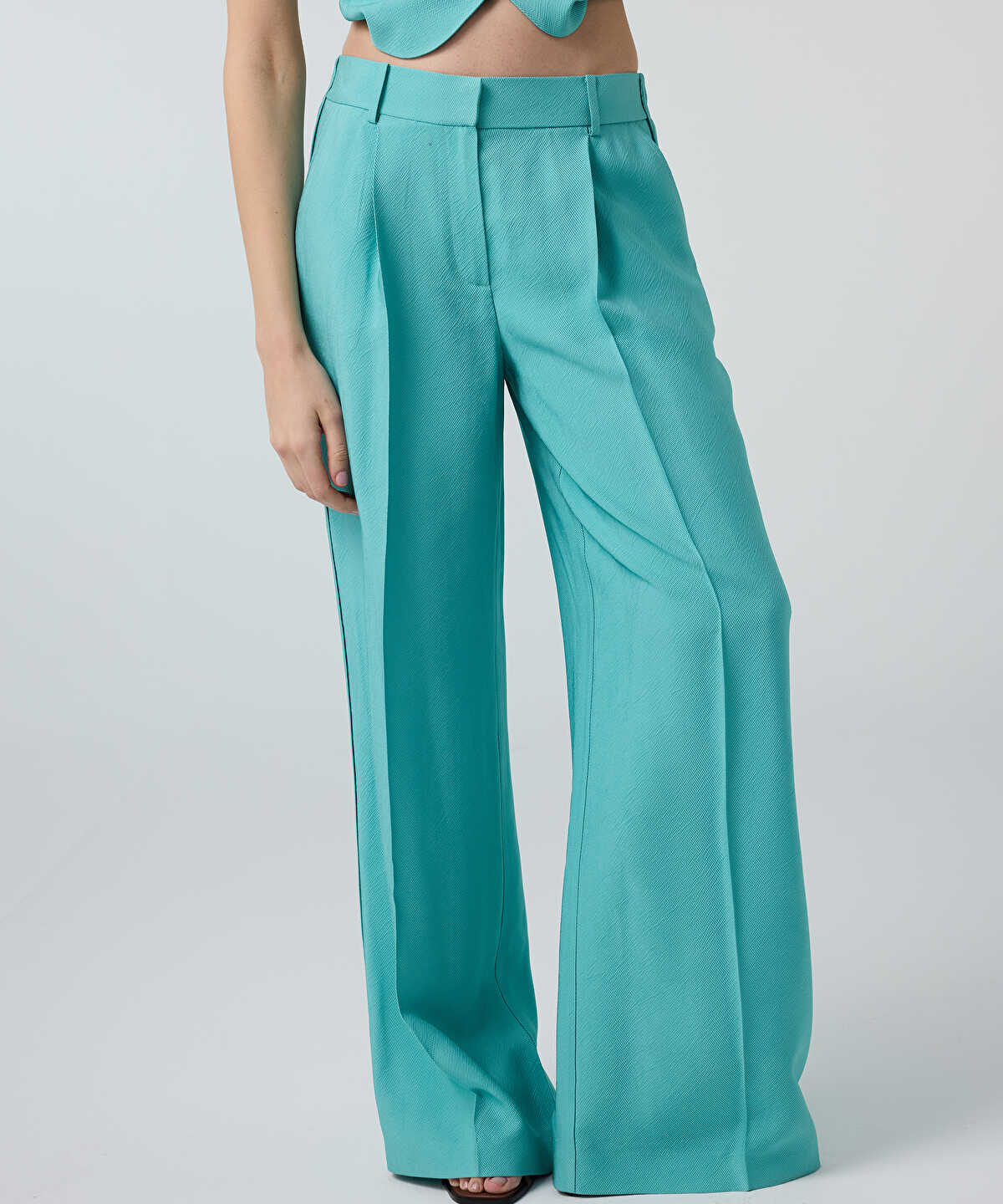 Textured Wide-Leg Trousers