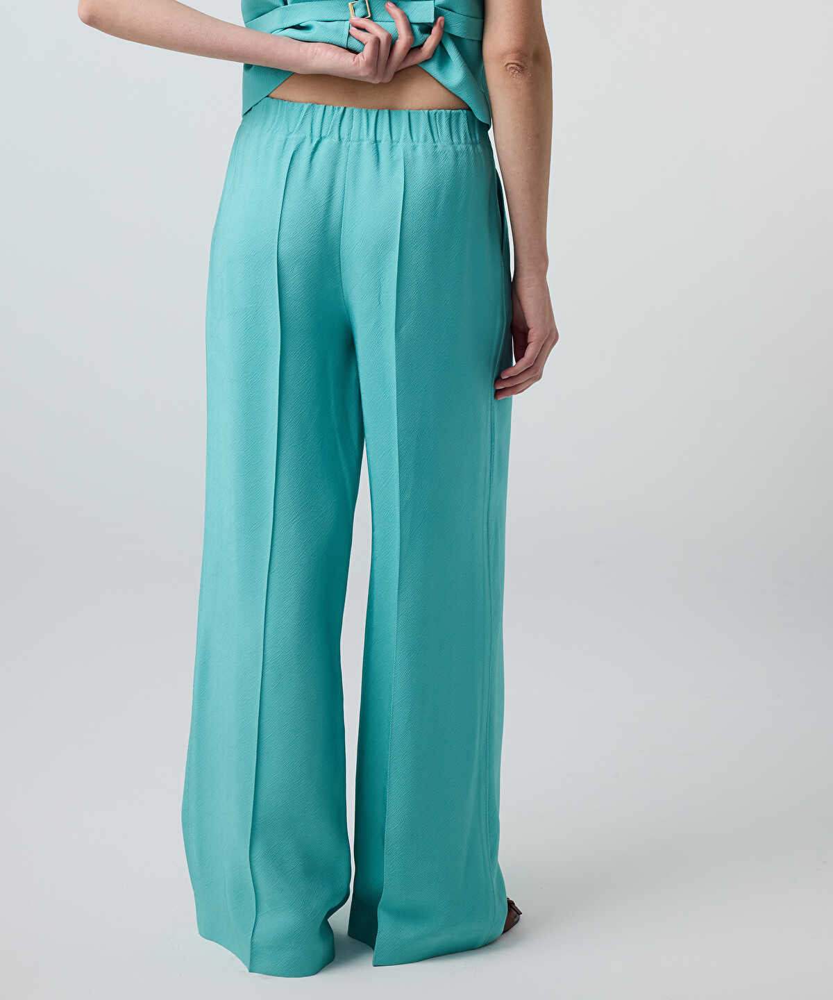 Textured Wide-Leg Trousers