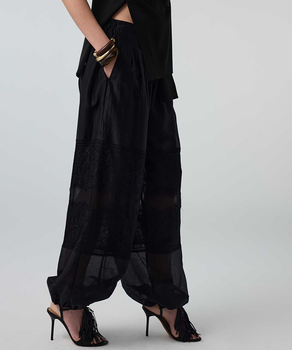Lace-Trimmed Balloon Trousers