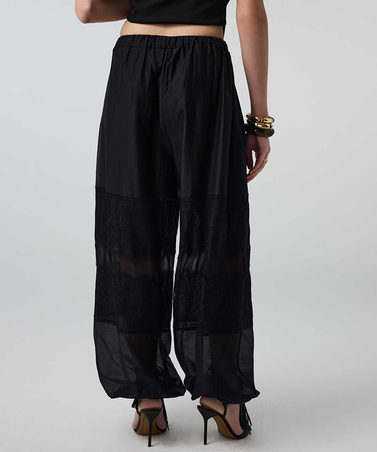 Lace-Trimmed Balloon Trousers