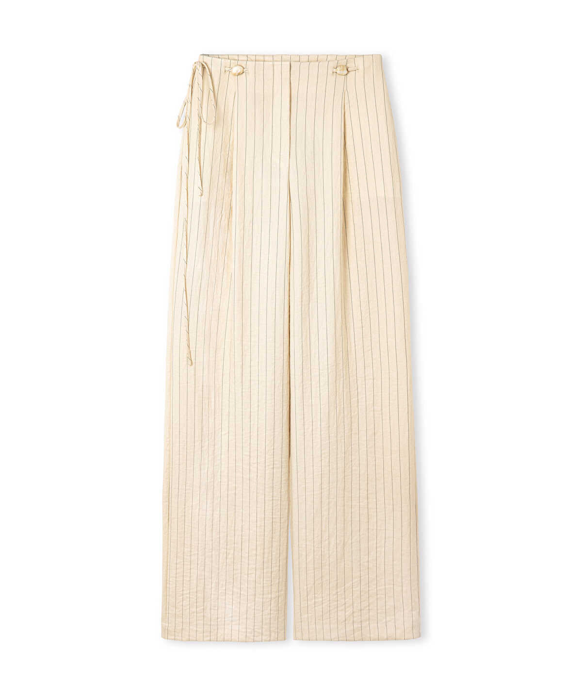 Beaded-Waist Striped Trousers