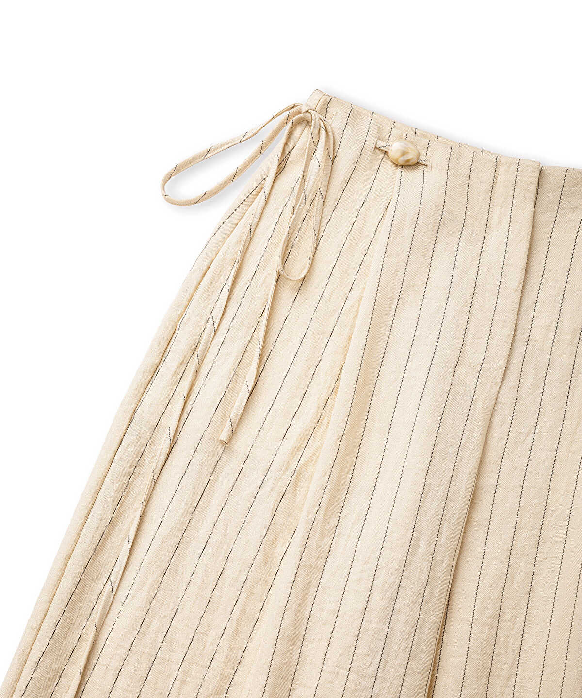 Beaded-Waist Striped Trousers