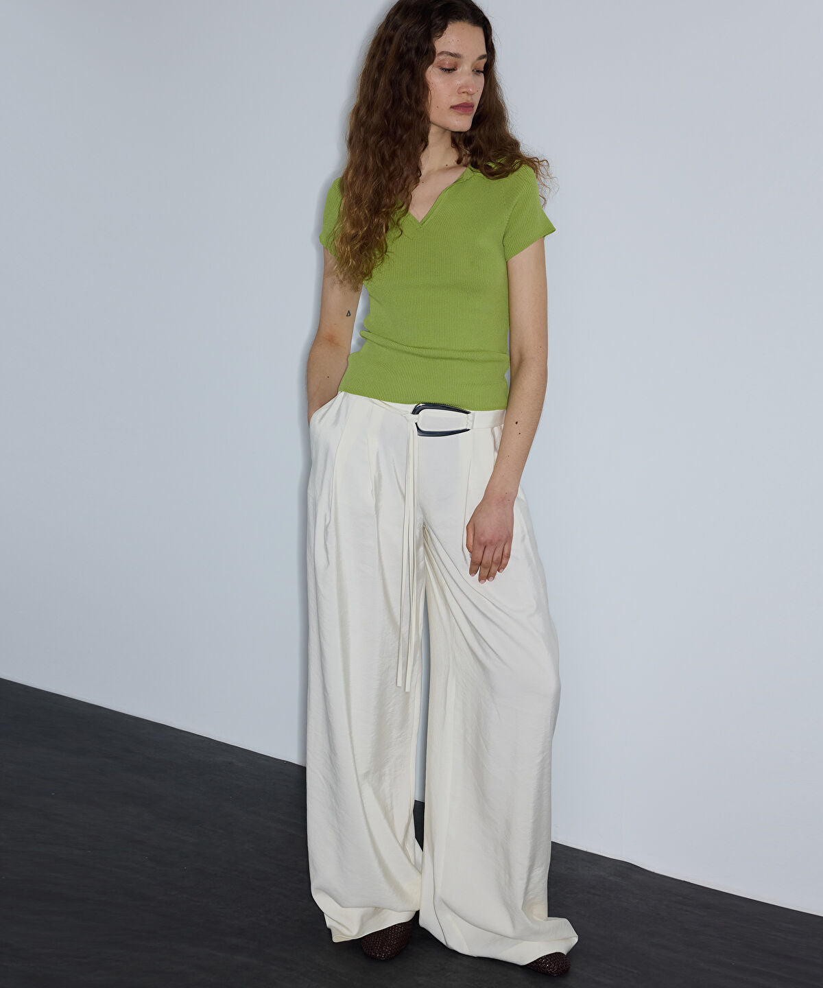 Wide-Leg Trousers with Belt