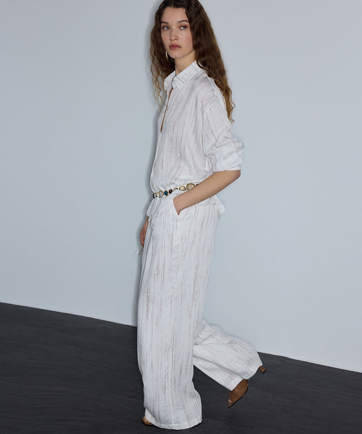 Embellished Wide-Leg Trousers