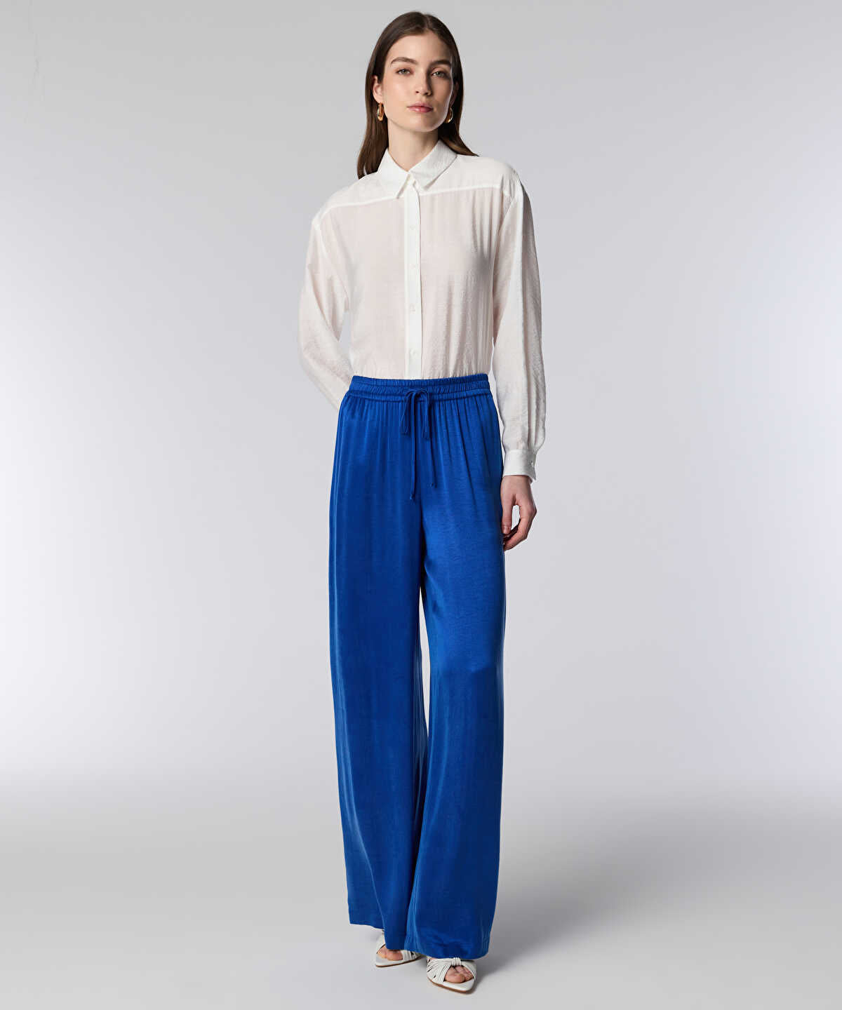 Tie-Waist Wide-Leg Trousers