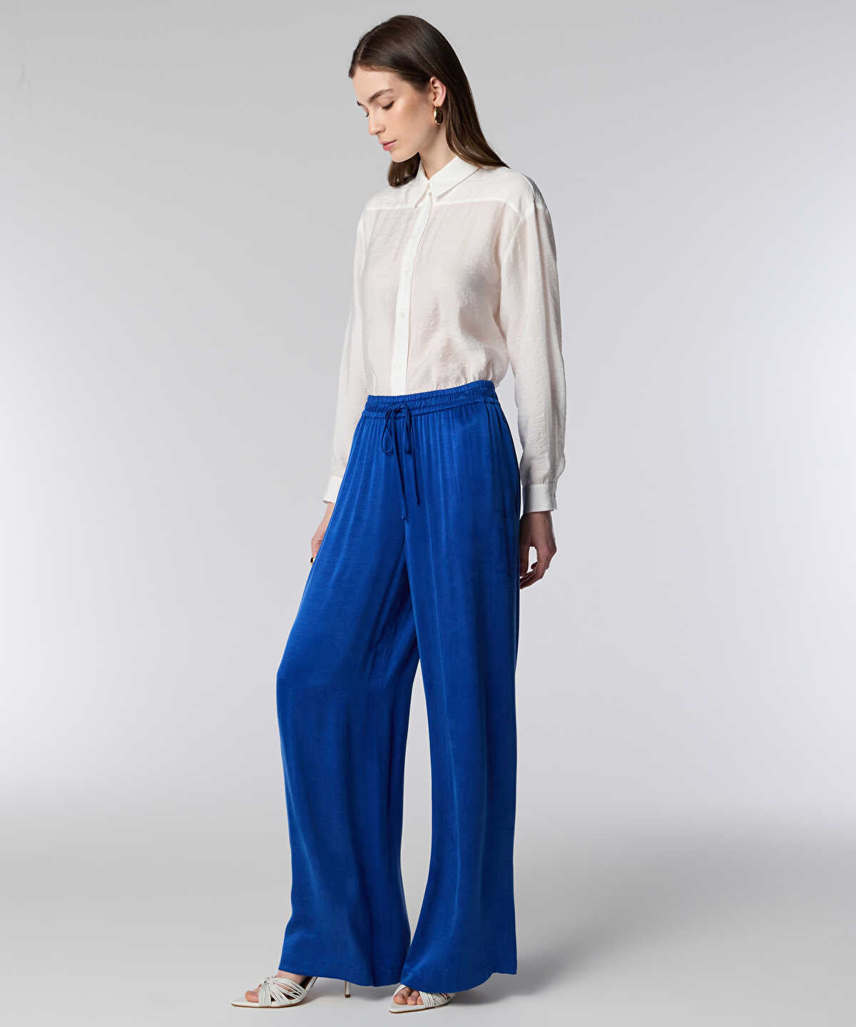 Tie-Waist Wide-Leg Trousers