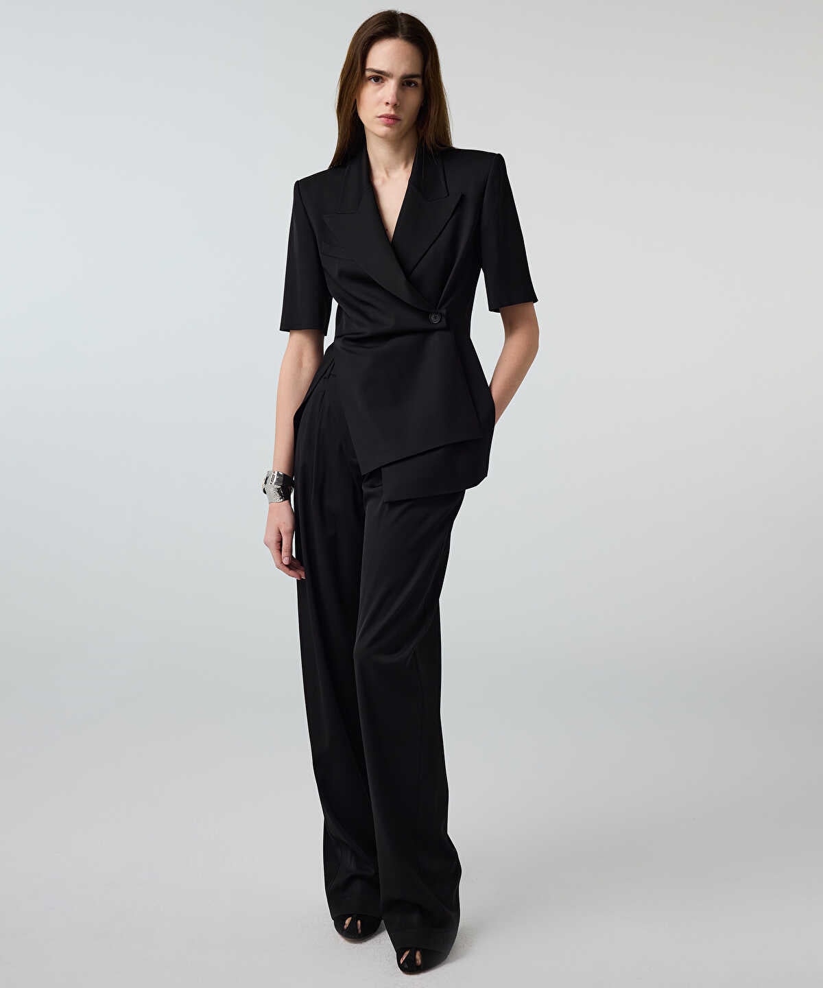 Viscose-Blend Wide-Leg Trousers