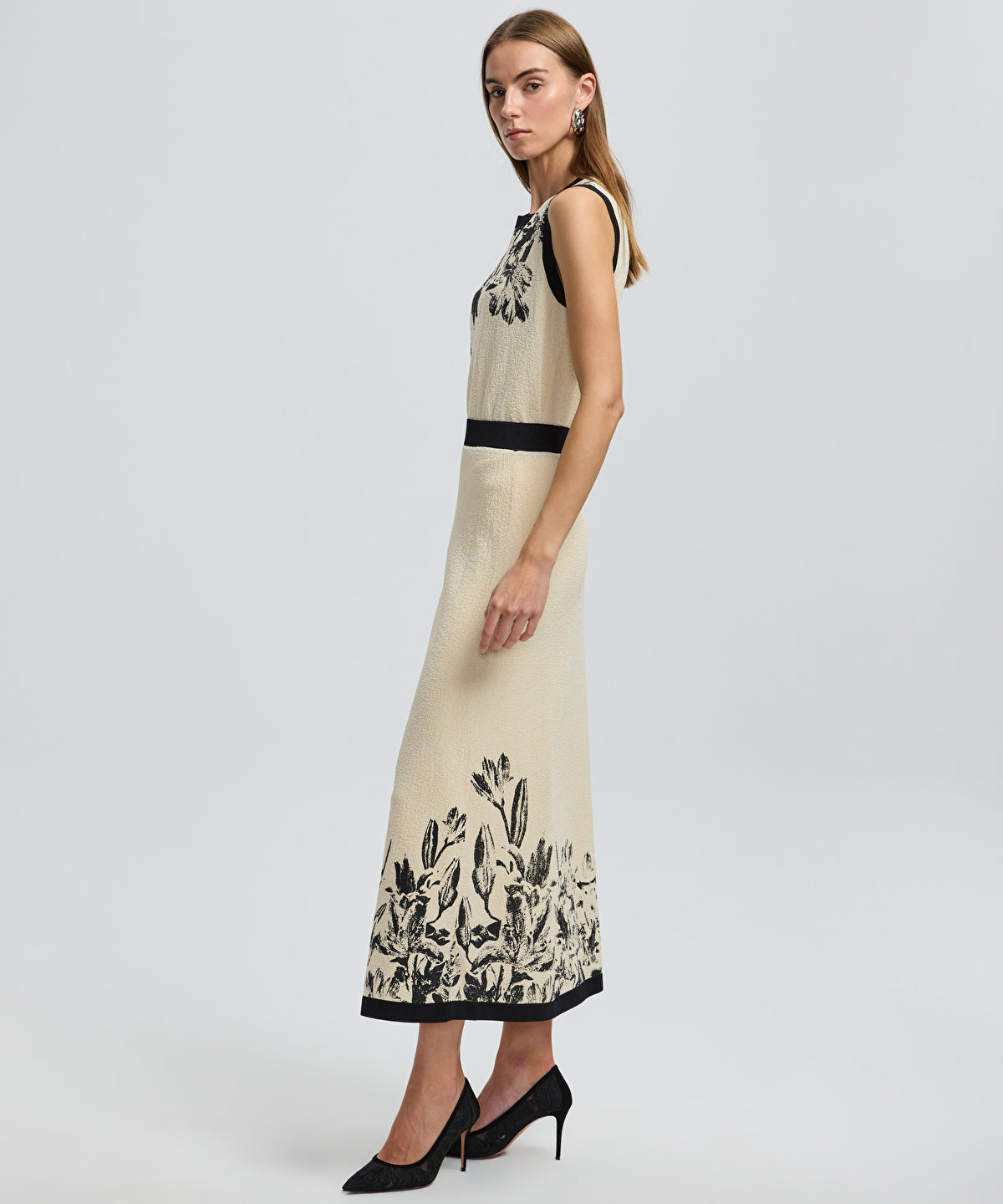 Floral Knit Midi Skirt