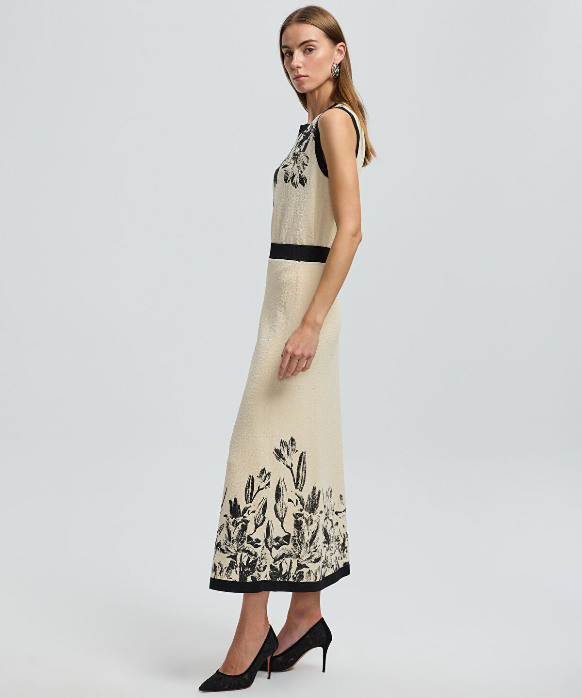 Floral Knit Midi Skirt