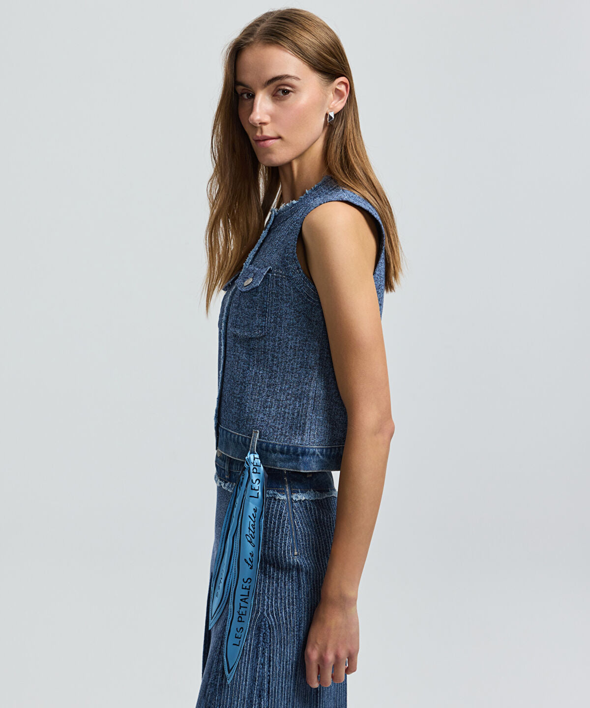 Pleated Denim Skirt