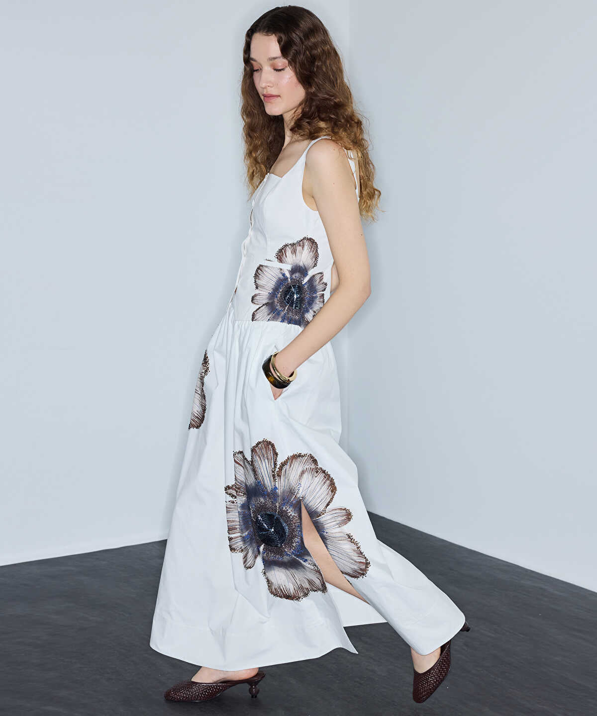 Beaded Floral Maxi Skirt