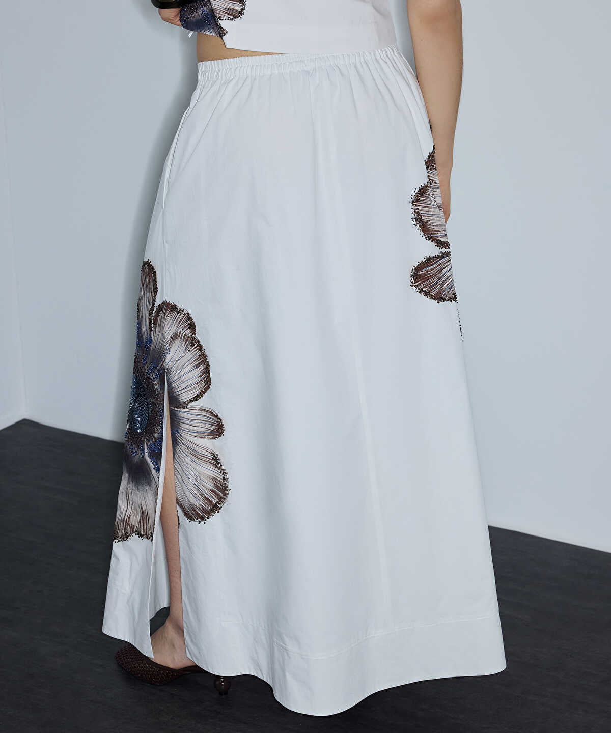 Beaded Floral Maxi Skirt