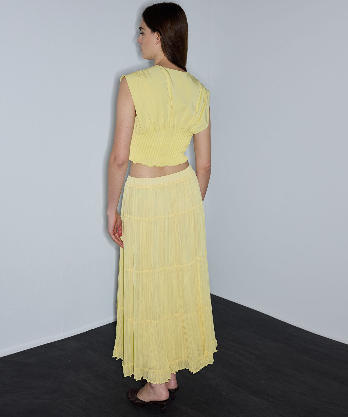 Pleated Chiffon Maxi Skirt