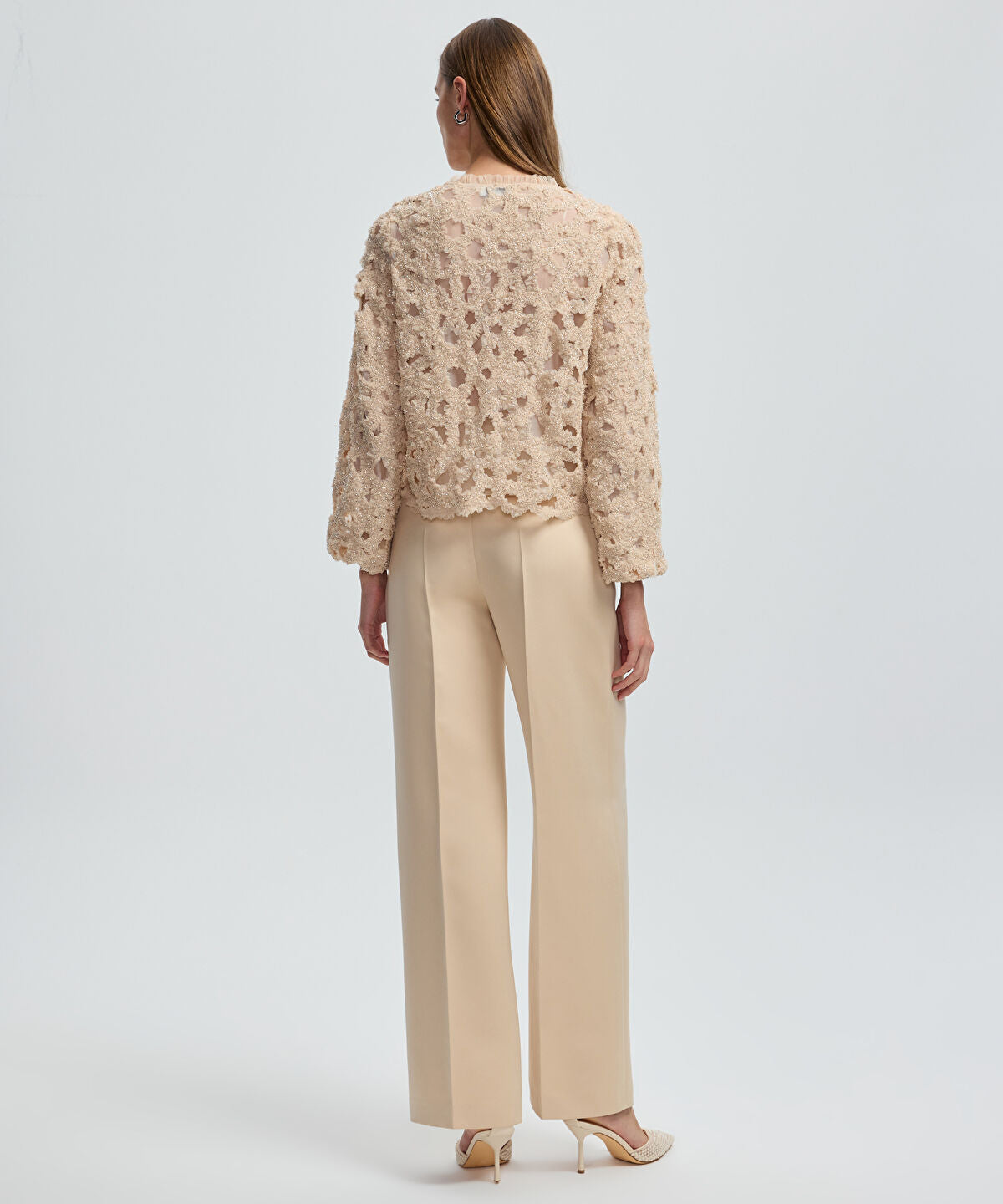 Tulle-Trim Beaded Jacket