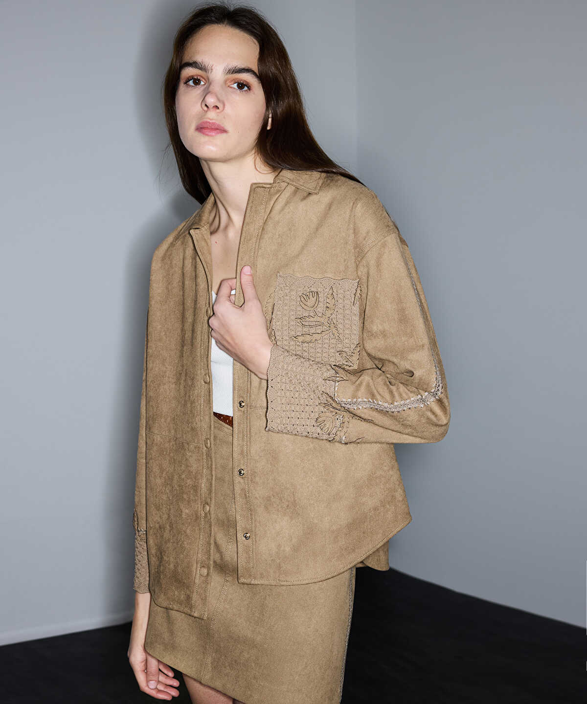 Suede-Effect Jacket