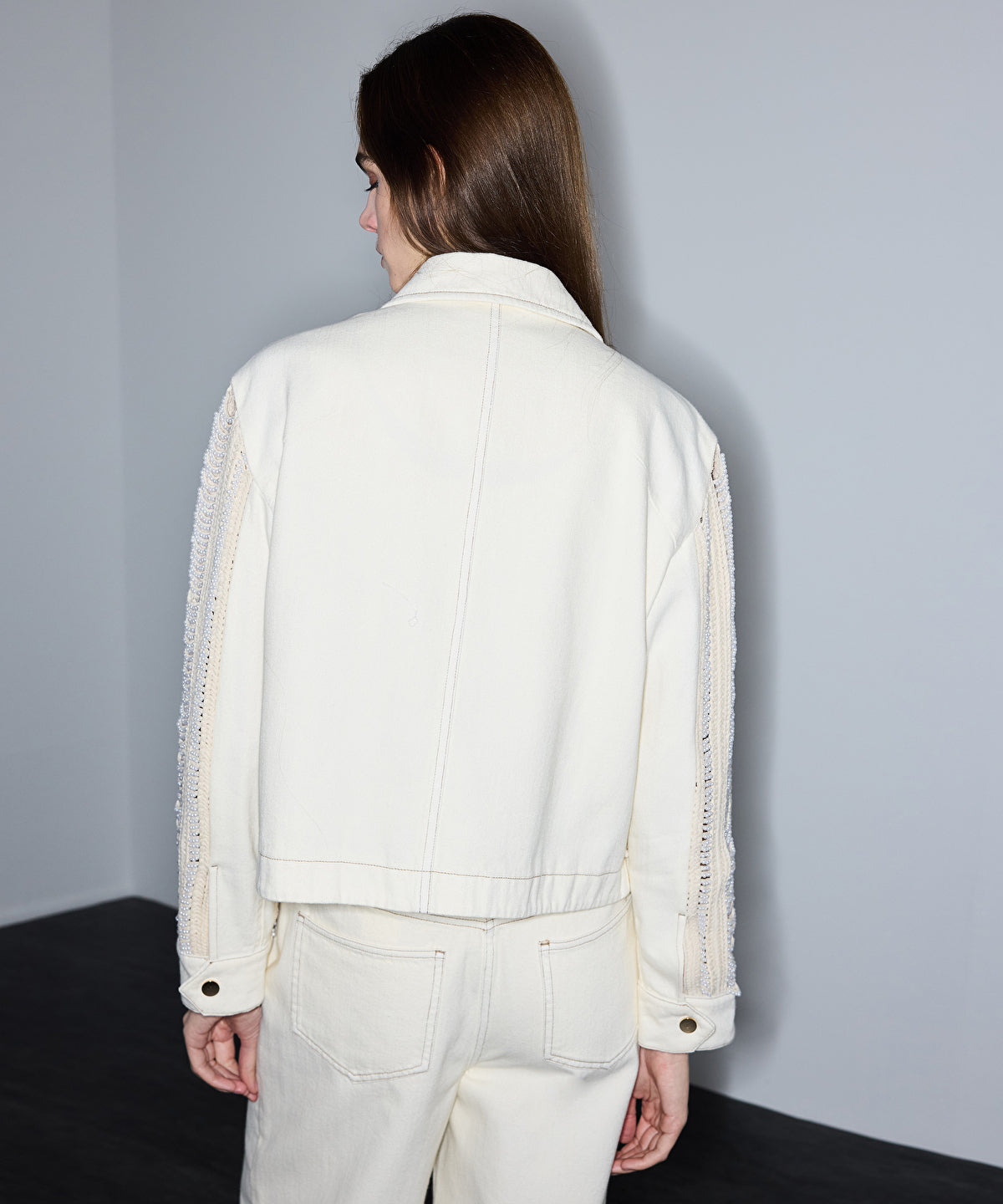 Embellished Mixed Media Jacket