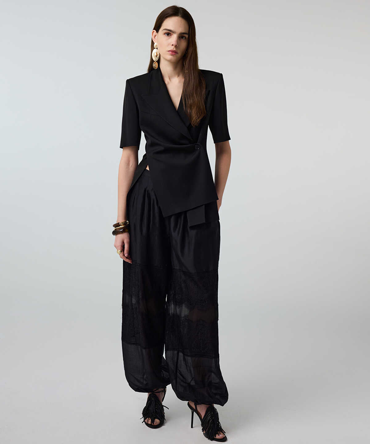 Asymmetric Short Sleeve Blazer