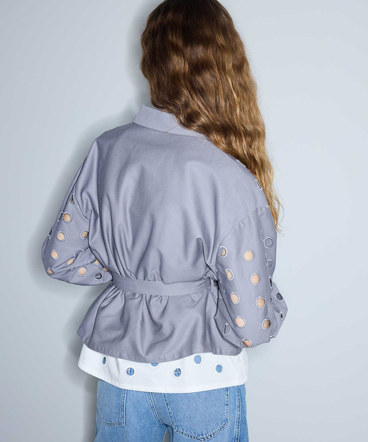 Color-Block Mixed-Media Jacket