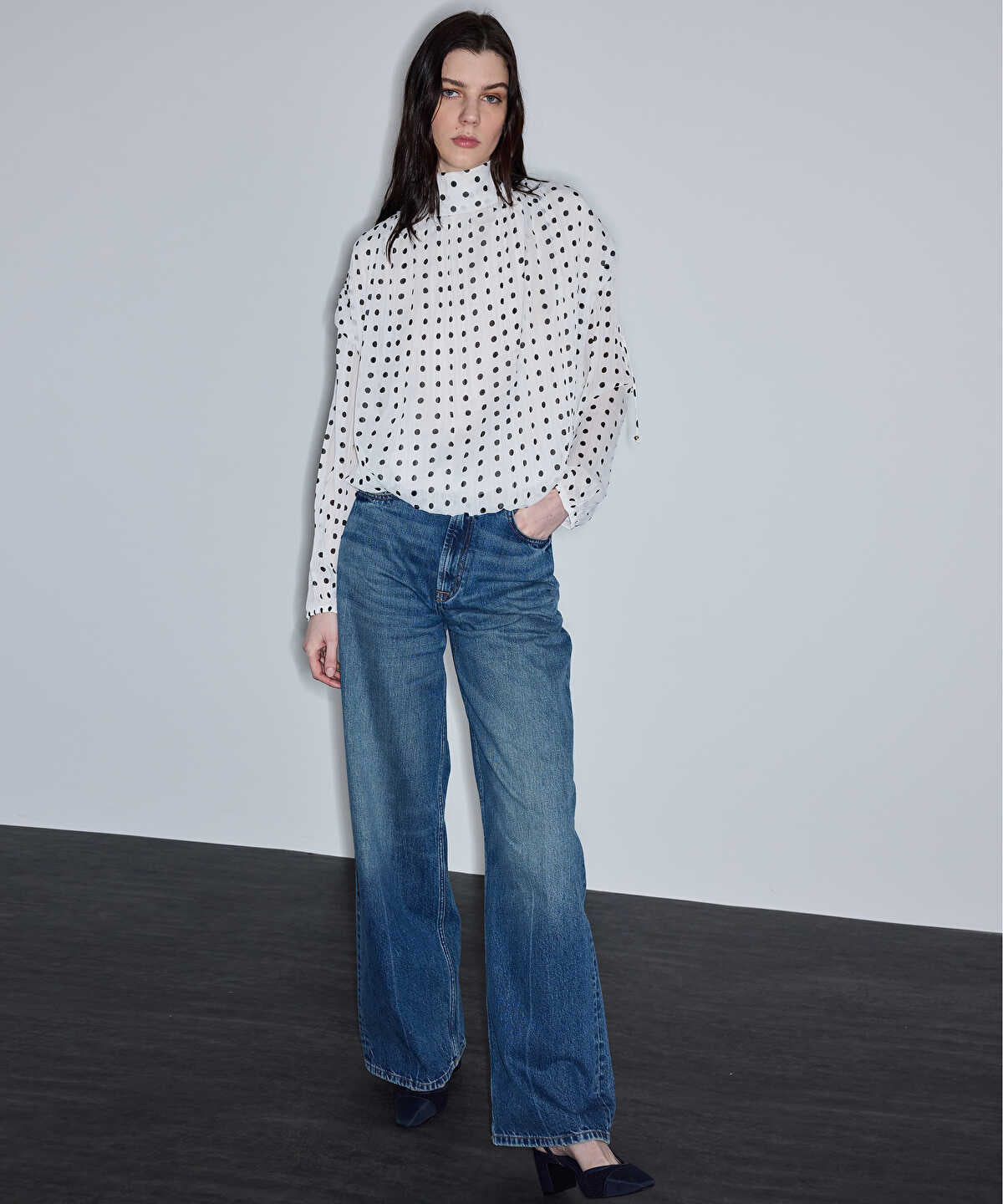 Polka-Dot Chiffon Blouse