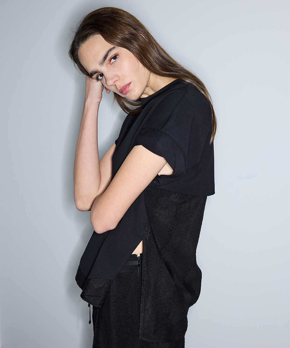 Mixed Media Jacquard Blouse