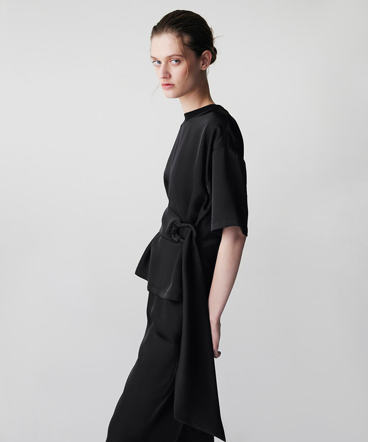 Belted Satin Blouse