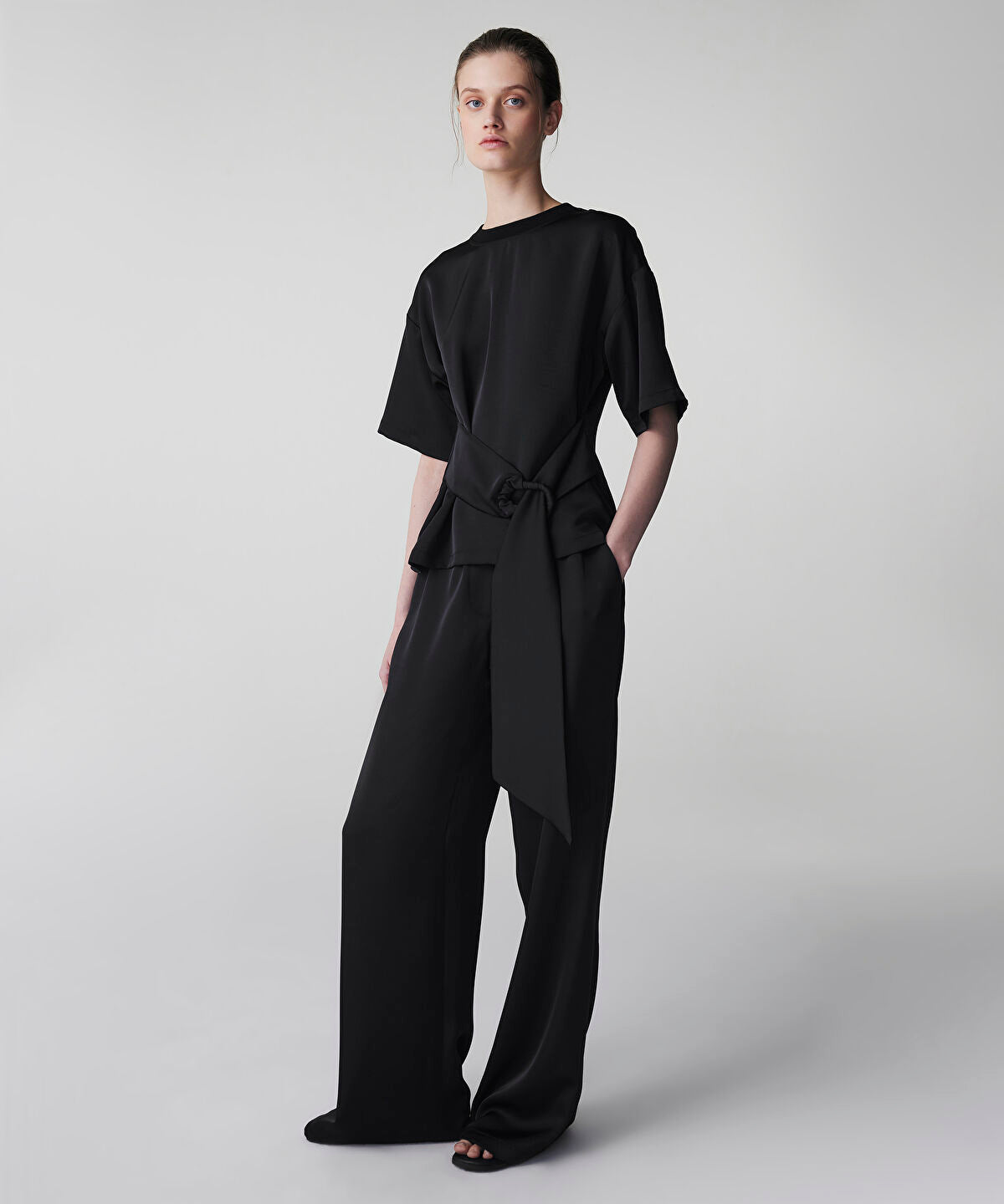 Belted Satin Blouse