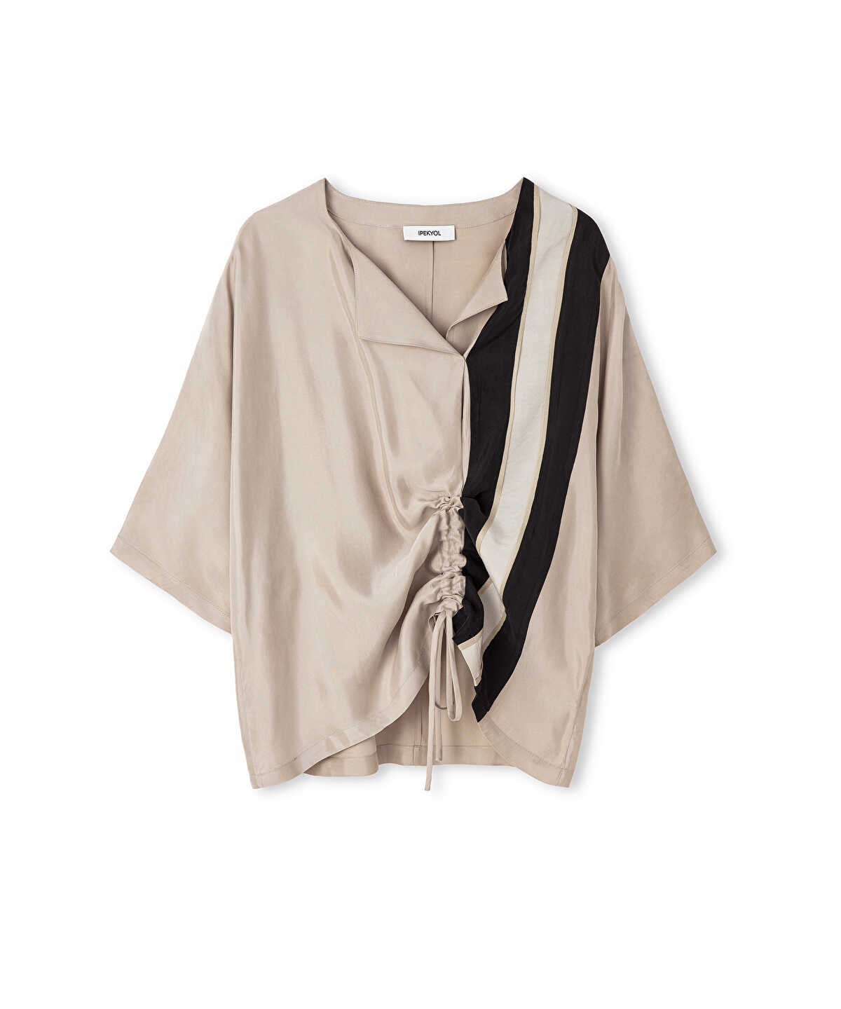 Color-Block Gathered Blouse