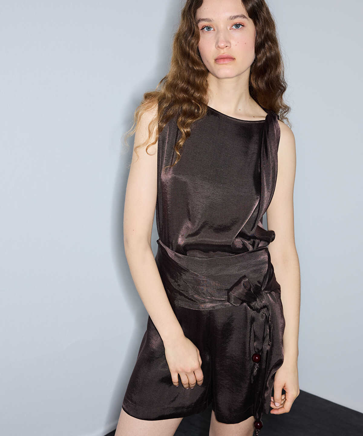 Asymmetric Twisted Sleeve Blouse
