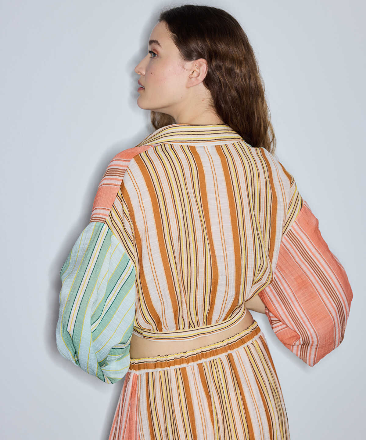 Color-Block Striped Blouse
