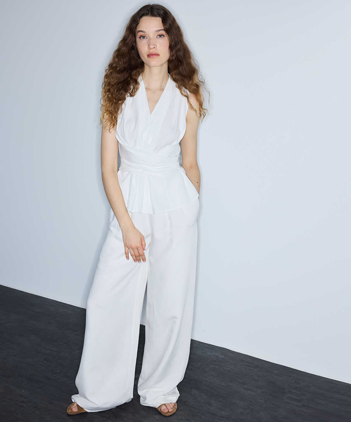Halter Neck Tie-Waist Blouse