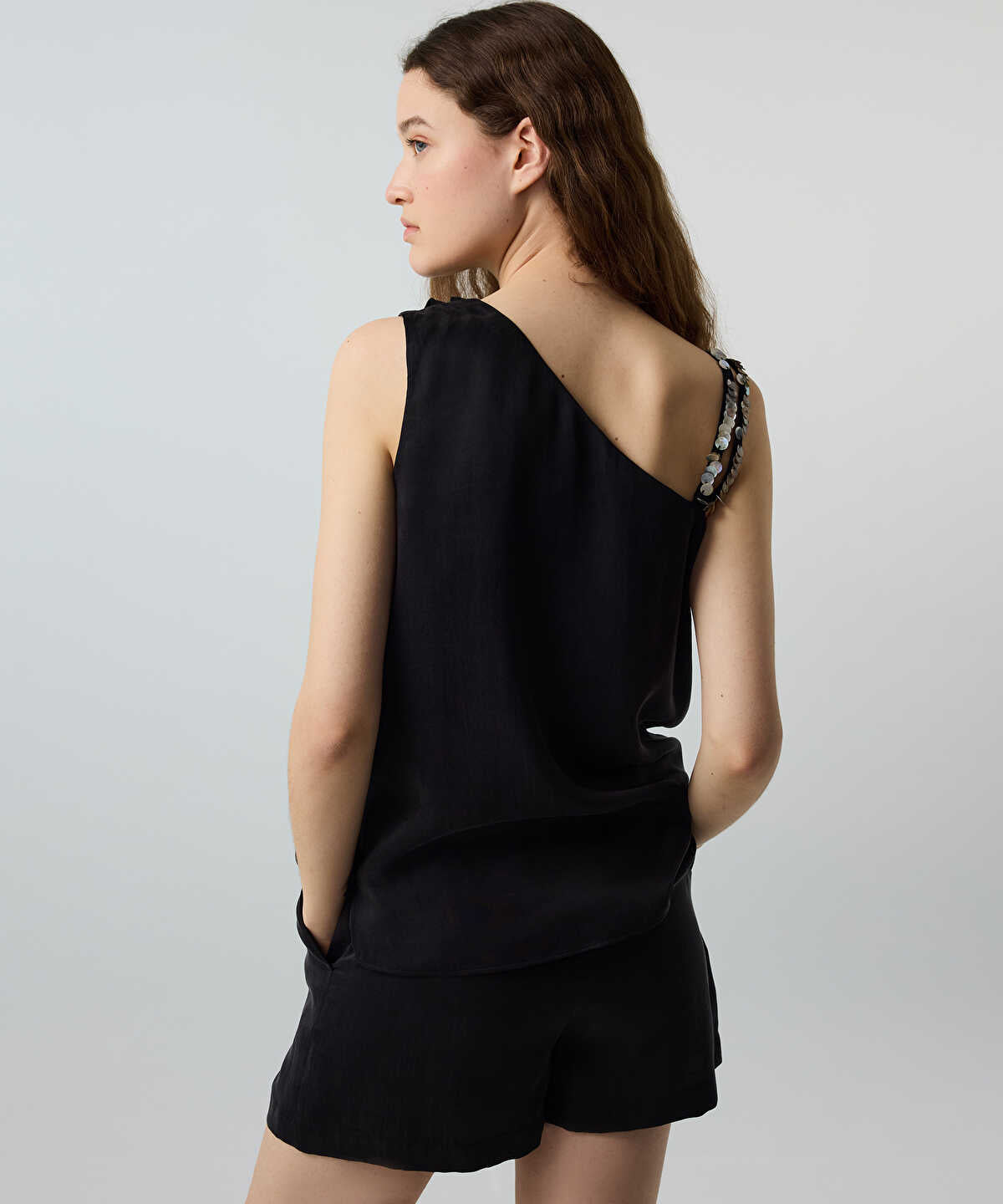 Sequin-Trimmed Viscose Blouse