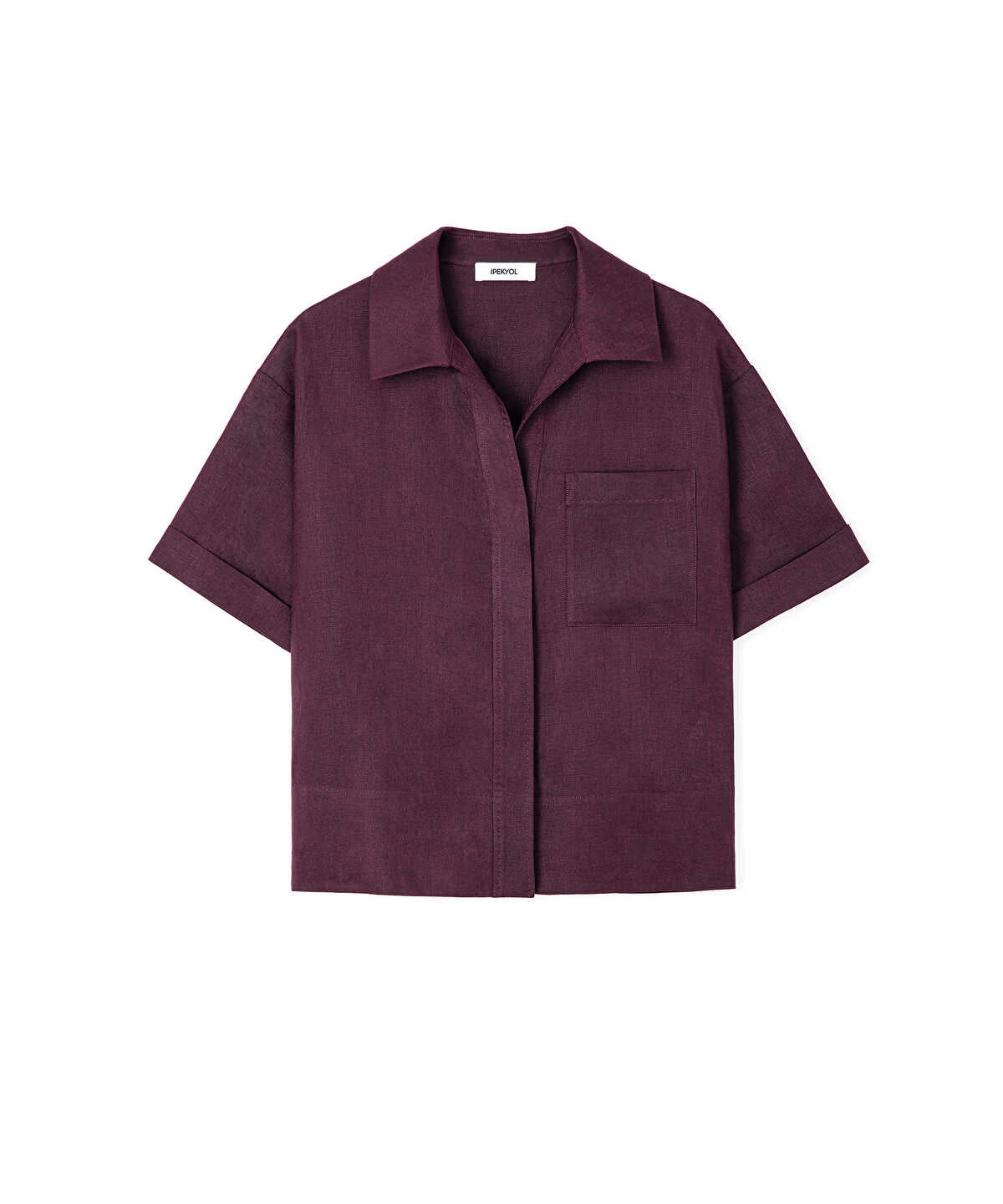 Single-Pocket Linen Blouse