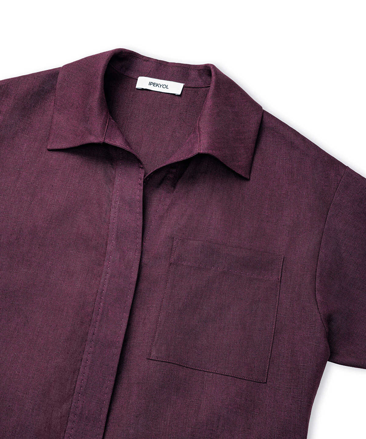 Single-Pocket Linen Blouse