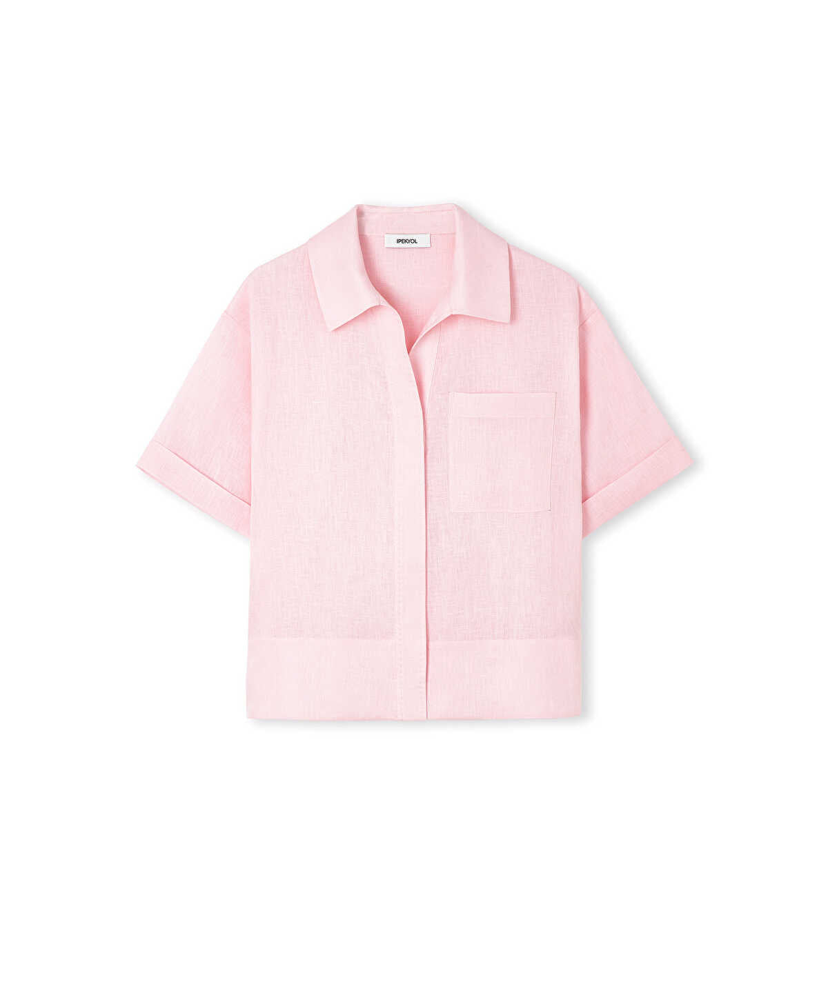 Single-Pocket Linen Blouse