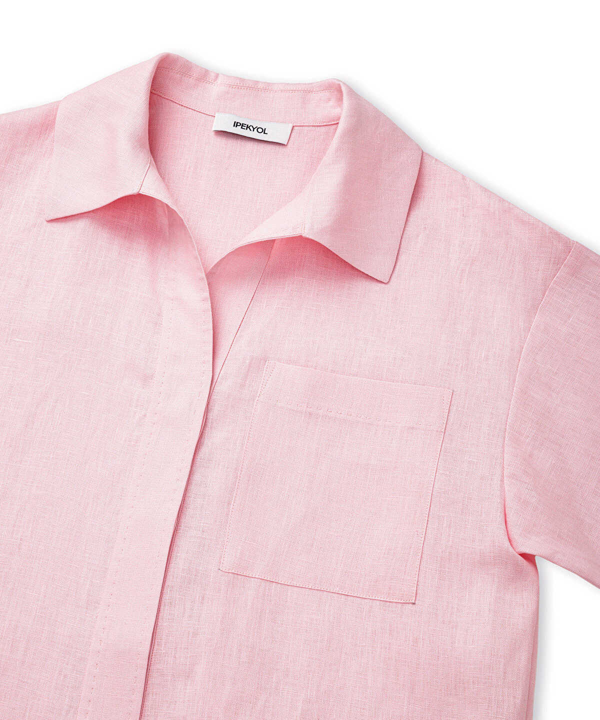 Single-Pocket Linen Blouse