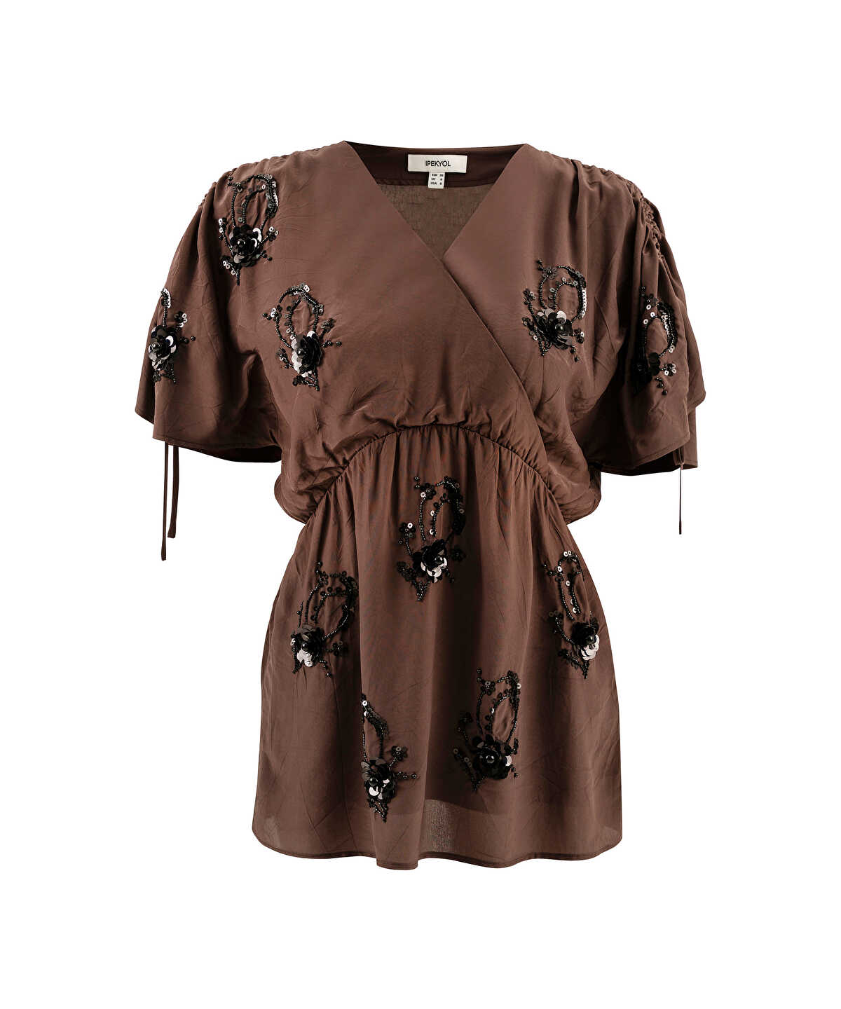 Sequined Wrap Blouse
