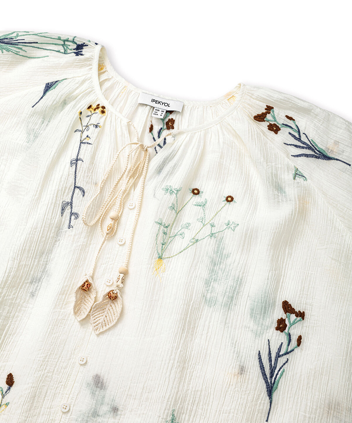 Textured Floral Embroidered Blouse