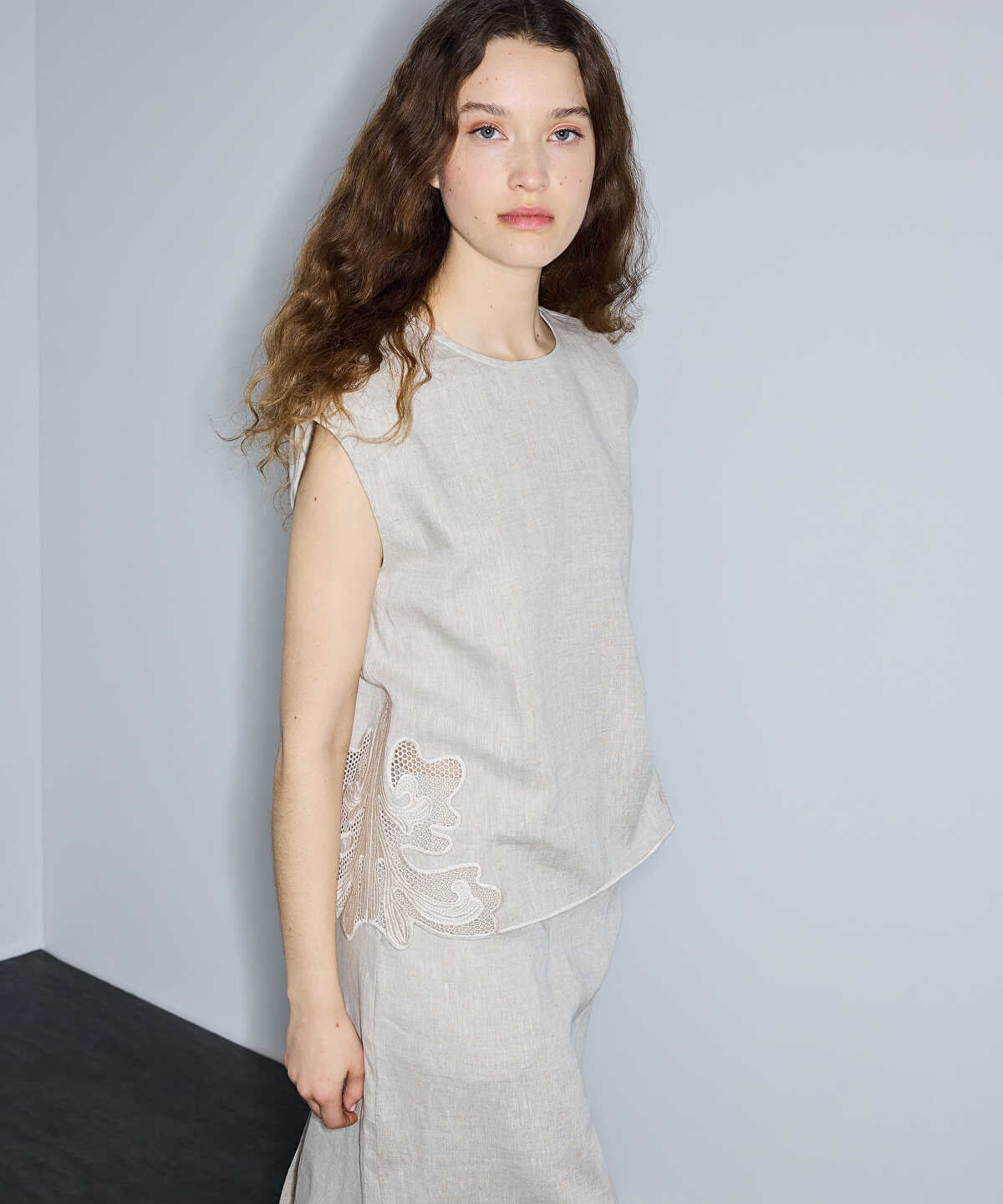 Embroidered Linen Blouse