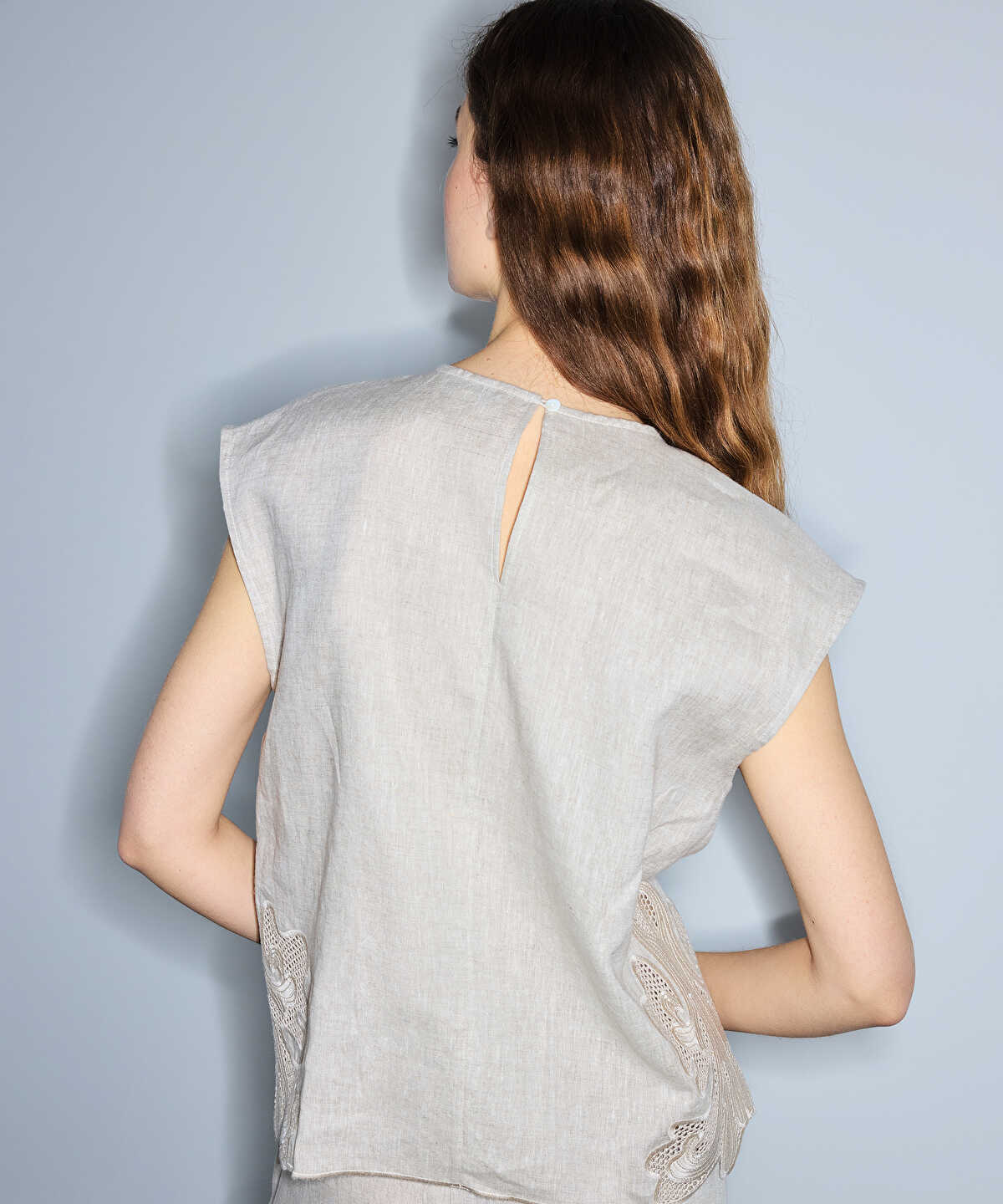 Embroidered Linen Blouse