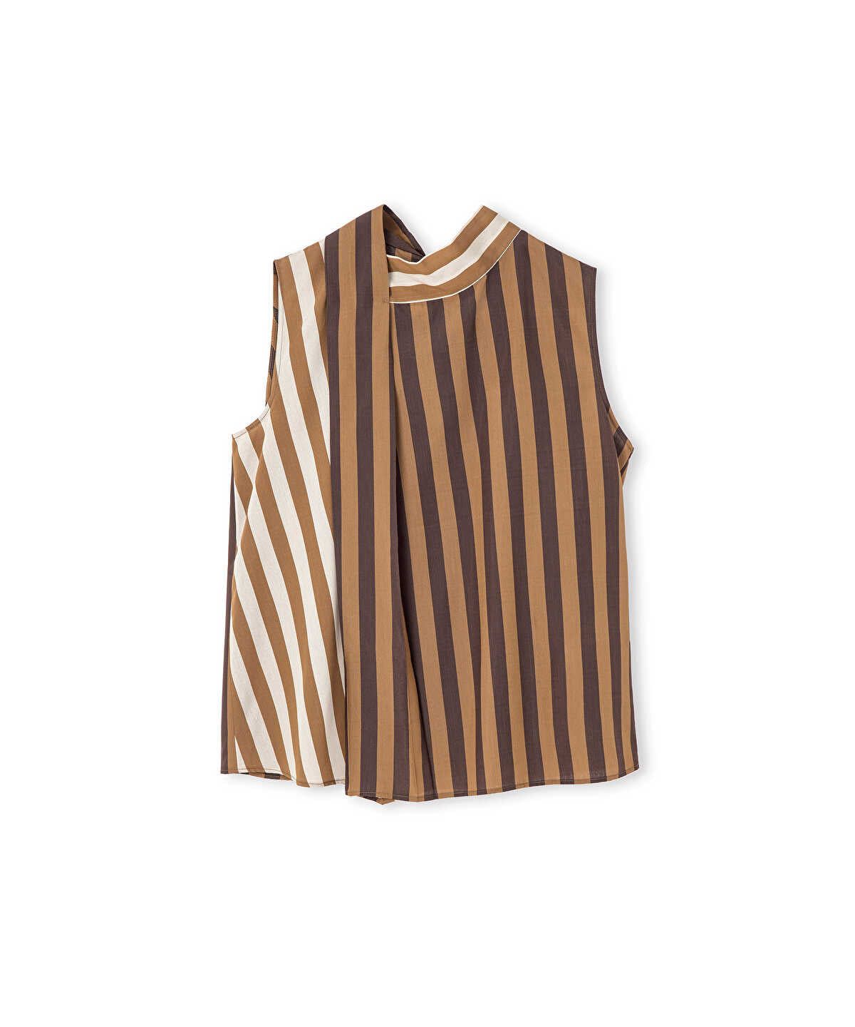 Scarf-Effect Striped Blouse