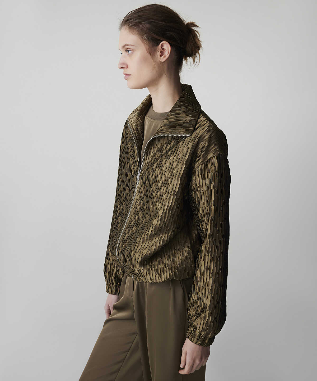 Textured Bomber Coat