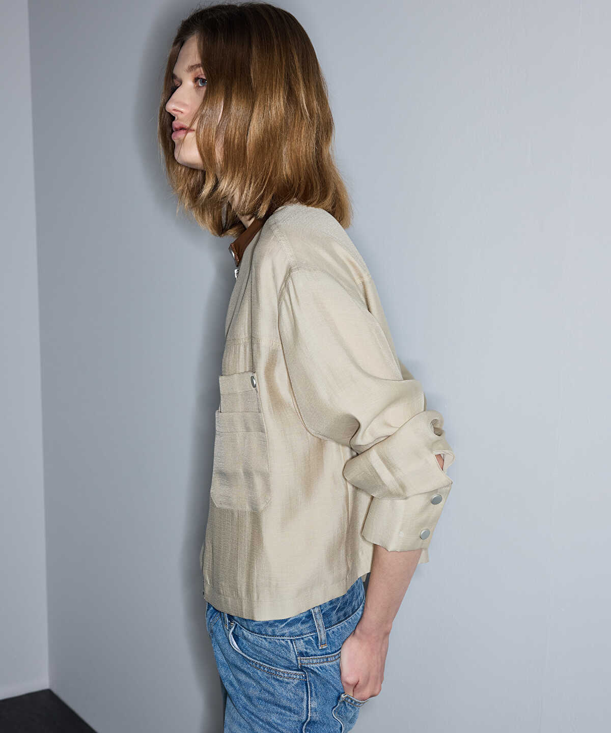 Contrast Collar Coat