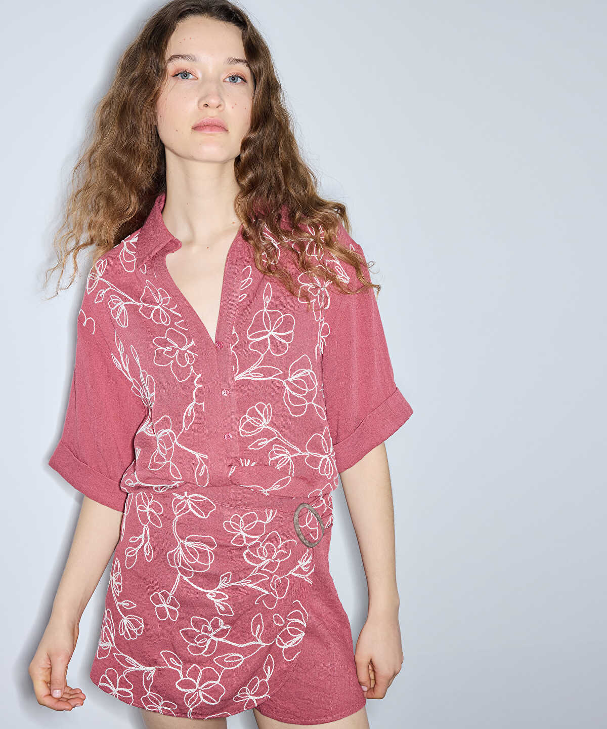 Embroidered Wrap Skort